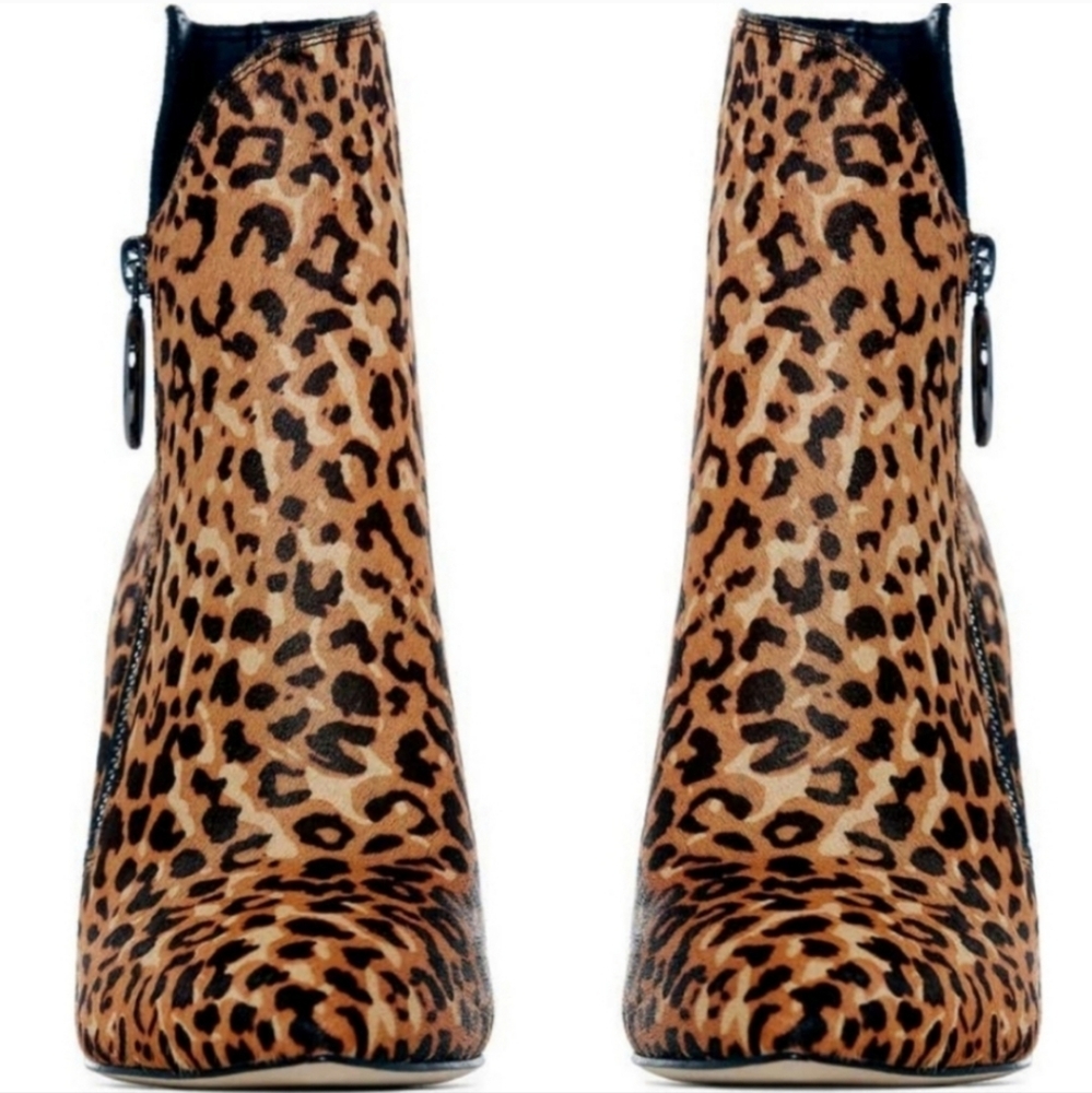 Paige Kate leopard print asymmetrical high heel boot size 7.5